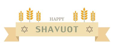 Beyaz arkaplanda Mutlu SHAVUOT yazılı pankart