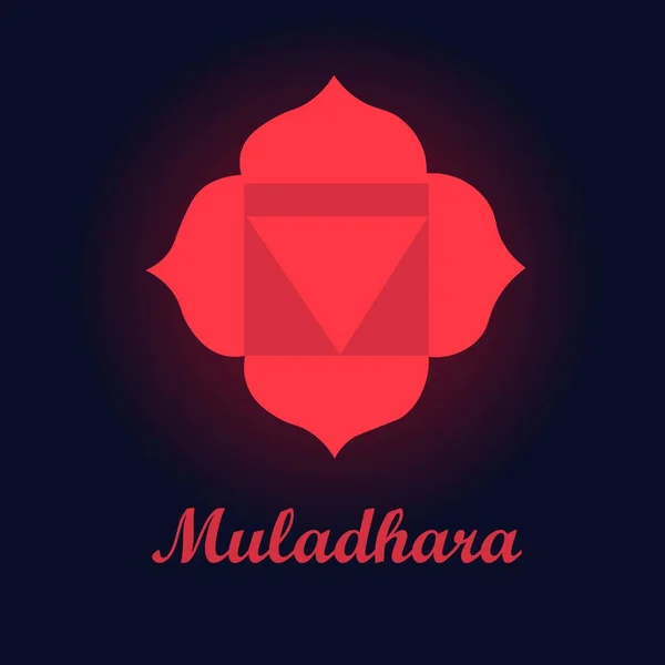 Simbolul Muladhara Chakra Rădăcină Fundal Negru — Vector de stoc