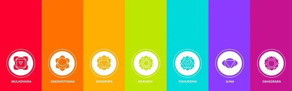stock vector Set of different chakras on colorful background