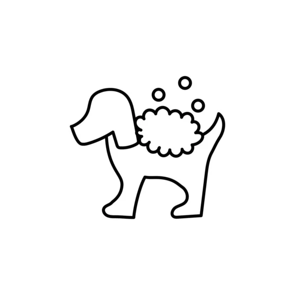 Lavagem Cão Com Xampu Fundo Branco — Vetor de Stock