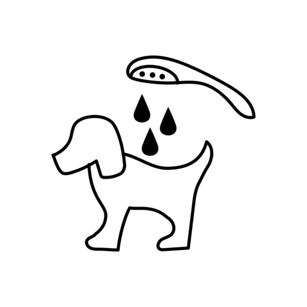 Мытье Собаки Душем Белом Фоне — стоковый вектор
