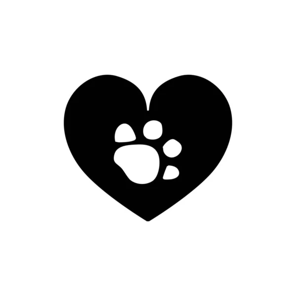 Coeur Avec Empreinte Patte Animal Sur Fond Blanc — Image vectorielle