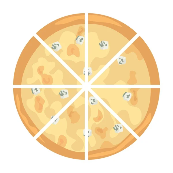 Cut Cheese Pizza White Background Top View - Stok Vektor