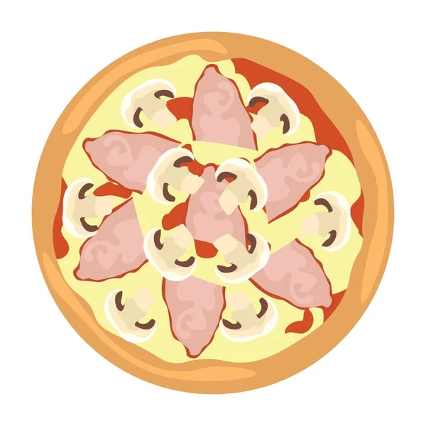 Delicious Pizza White Background Top View - Stok Vektor