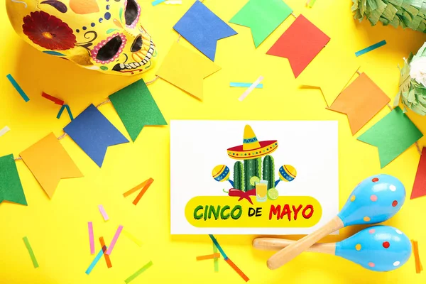 Kartu Ucapan Yang Terang Untuk Cinco Mayo Kelima Mei — Stok Foto