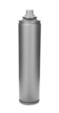 Beyaz arka planda izole edilmiş bir şişe saç spreyi.