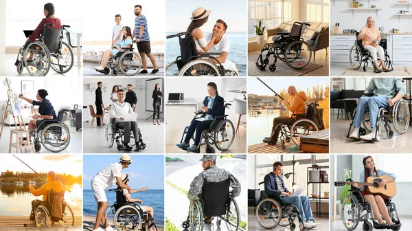 Collage Personas Con Discapacidad Física — Foto de Stock