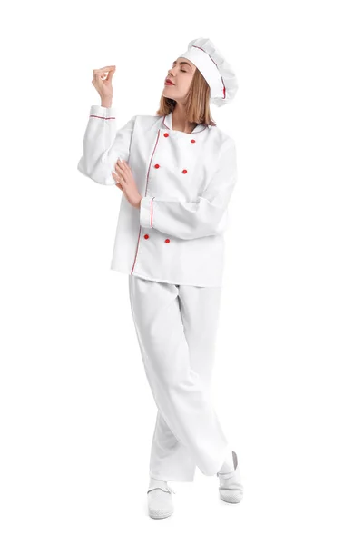 Bäckerin Uniform Auf Weißem Hintergrund — Stockfoto