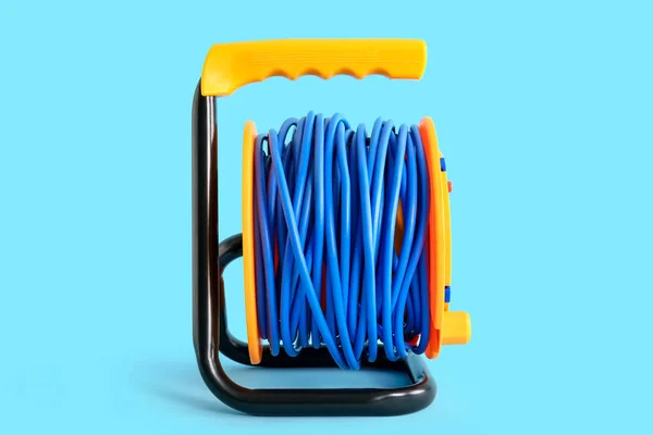 Förlängning Elektrisk Kabel Rulle Färg Bakgrund — Stockfoto