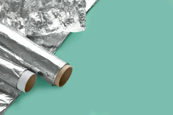 Rolls Aluminium Foil Color Background — стоковое фото