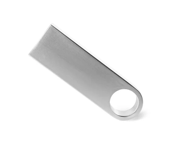 Metallic Usb Flash Drive Geïsoleerd Witte Achtergrond — Stockfoto