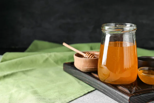 Jar Sweet Honey Table — Stock Photo, Image