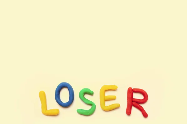 Palavra Loser Feita Plasticina Sobre Fundo Branco — Fotografia de Stock