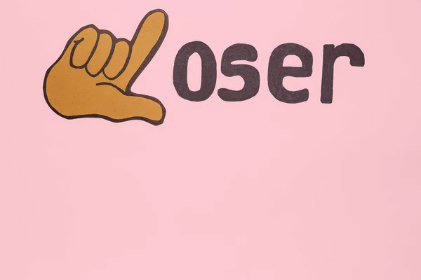 Parola Loser Con Mano Disegnata Sfondo Rosa — Foto Stock
