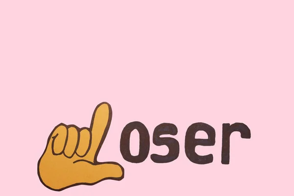 Slovo Loser Kreslenou Rukou Růžovém Pozadí — Stock fotografie