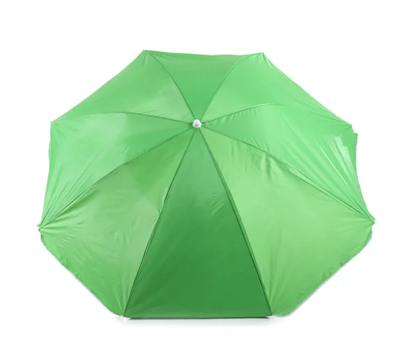 Green Beach Umbrella Isolated White Background — Stock Photo, Image