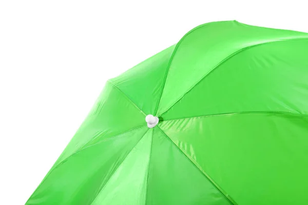 白い背景に隔離された緑のビーチ傘 — ストック写真