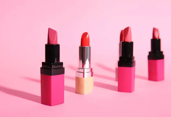 Mooie Lippenstift Roze Achtergrond — Stockfoto