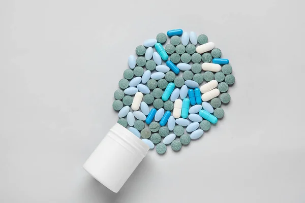 Bottle Pills Grey Background — Stock Photo, Image