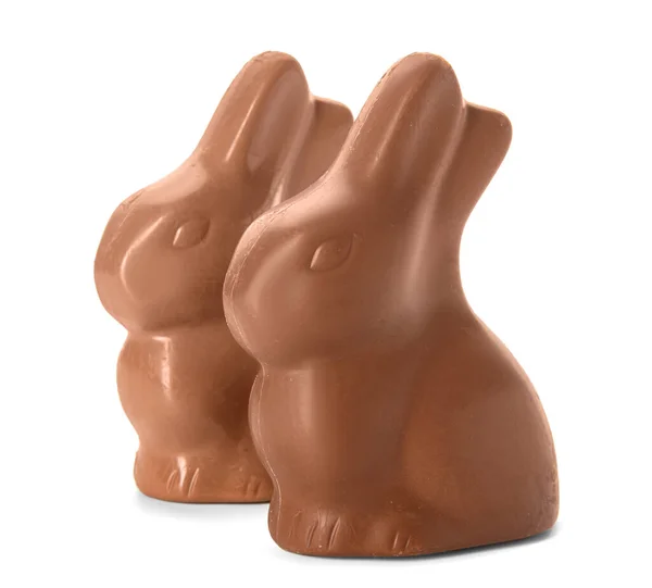 초콜릿 부활절 토끼들은 배경에 떨어져 — 스톡 사진