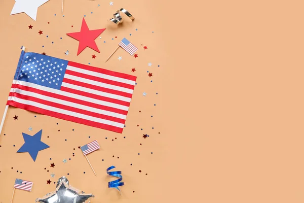 Usa Flag Stars Serpentine Color Background Independence Day Celebration — Stock Photo, Image