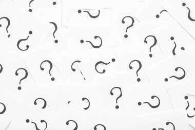 White papers with question marks as background clipart