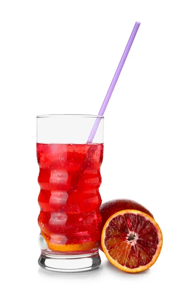 Склянка Смачної Крові Апельсинового Лимонаду Ізольована Білому Тлі — стокове фото