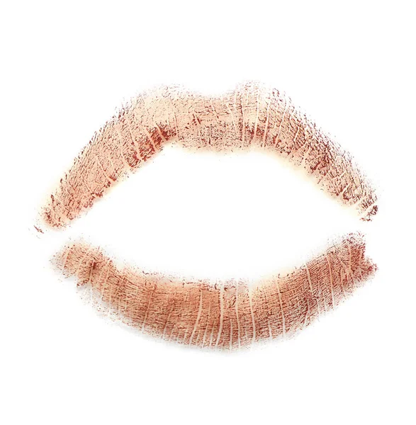 Lippenstift Kussmarke Auf Weißem Hintergrund — Stockfoto