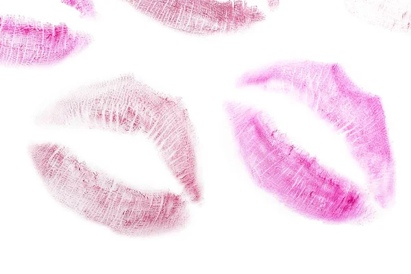 Lipstick Kiss Marks White Background — Photo