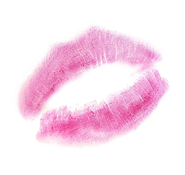 Pink Lipstick Kiss Mark White Background —  Fotos de Stock
