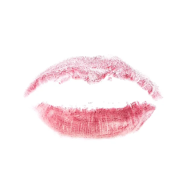 Lippenstift Kussmarke Auf Weißem Hintergrund — Stockfoto