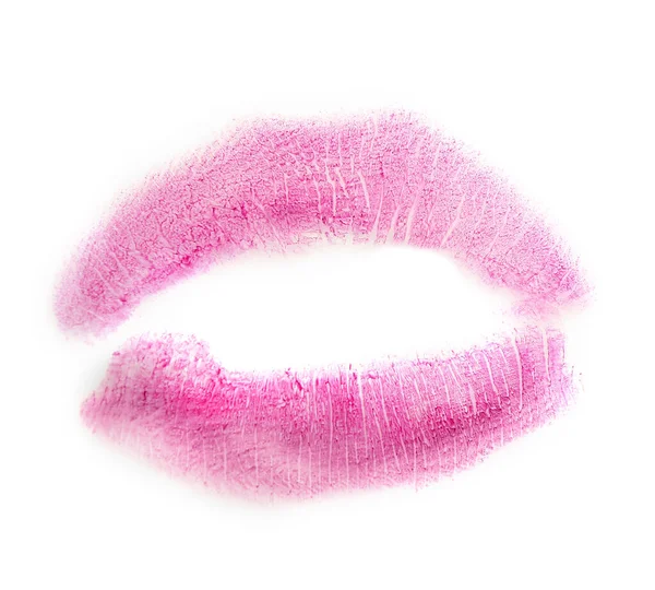 Pink Lipstick Kiss Mark White Background — Photo