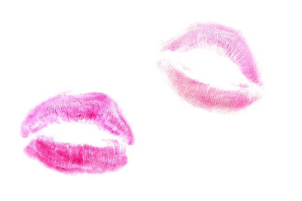 Różowa Szminka Pocałunek Białym Tle — Zdjęcie stockowe