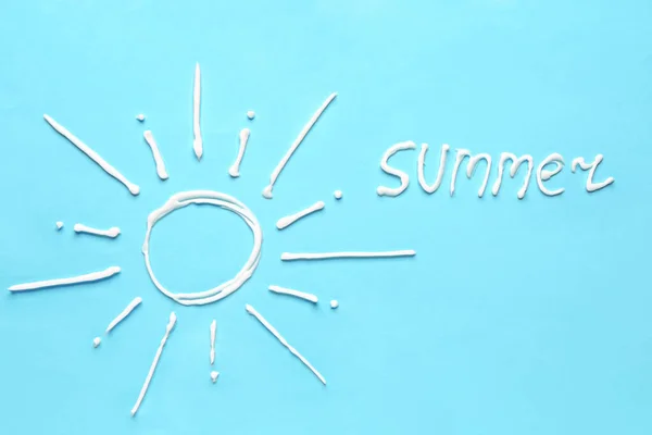 Word Summer Nap Készült Fényvédő Krém Kék Alapon — Stock Fotó