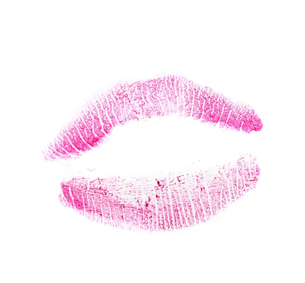 Pink Lipstick Kiss Mark White Background — Photo