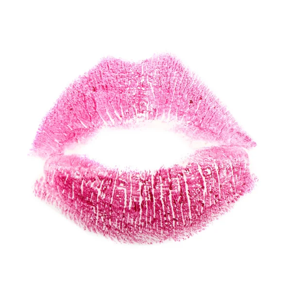 Läppstift Kyss Mark Vit Bakgrund — Stockfoto