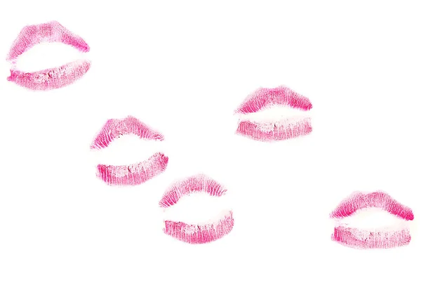 Lipstick Kiss Marks White Background — Zdjęcie stockowe