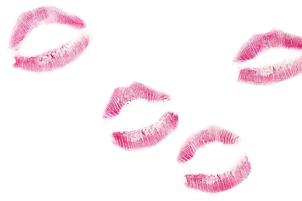 Lipstick Kiss Marks White Background — Foto Stock