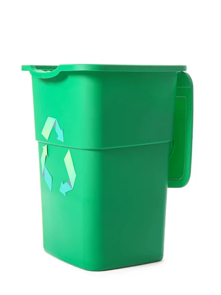 Recipiente Verde Para Lixo Isolado Branco Conceito Reciclagem — Fotografia de Stock