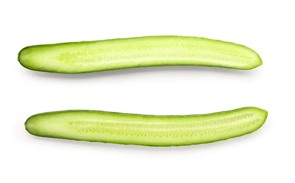 Halves Fresh Cucumber White Background — Stock Photo, Image