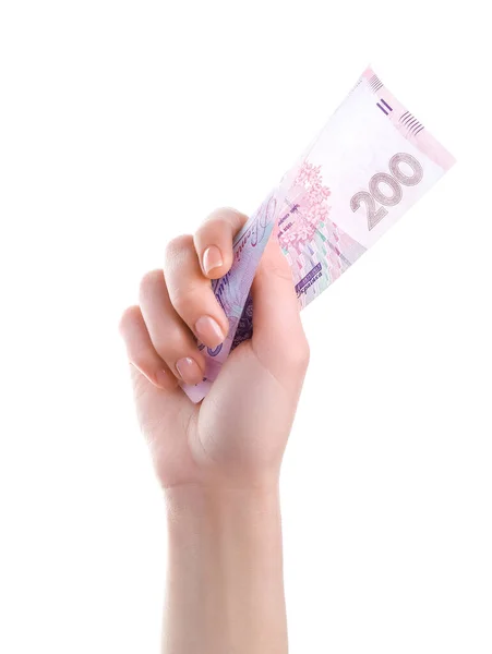 Woman Hryvnia Banknote White Background — Stock Photo, Image