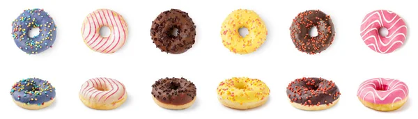 Set Von Süßen Donuts Auf Weißem Hintergrund — Stockfoto