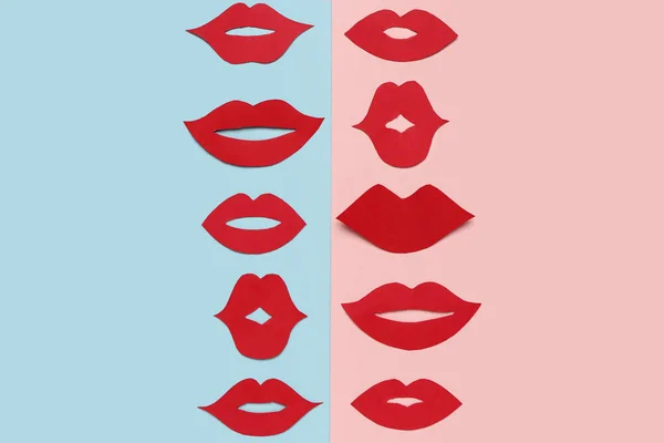 Czerwony Papier Usta Tle Koloru — Zdjęcie stockowe