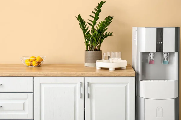 Interior Kitchen Modern Water Cooler Beige Wall — Stock Photo, Image