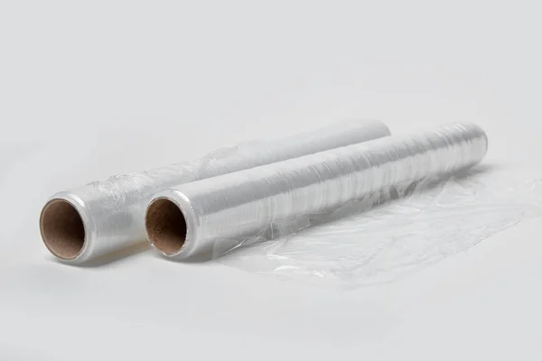 Rotoli Pellicola Elasticizzata Sfondo Bianco — Foto Stock