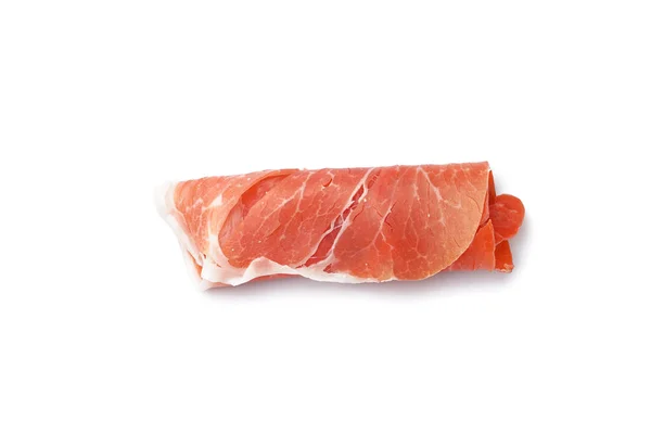 Tasty Jamon Slice White Background — Stock Photo, Image