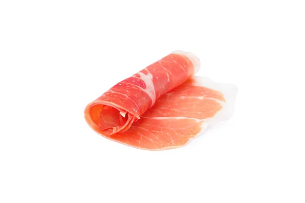 Tasty Jamon Slice White Background — Stock Photo, Image