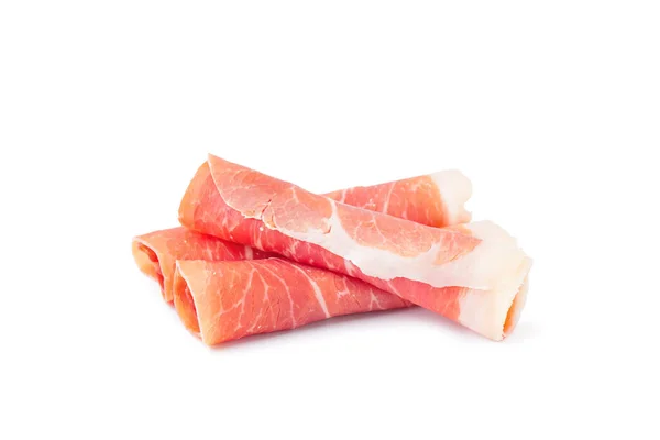 Tasty Jamon Slices White Background — Stock Photo, Image