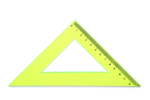 Regla Plástico Triángulo Amarillo Sobre Fondo Blanco —  Fotos de Stock
