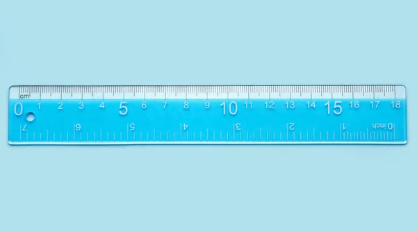 Blue Plastic Ruler Color Background — Stock Photo, Image